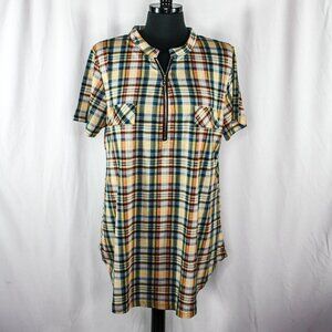 JCZHWQU Plaid Short Sleeve Top 2XL